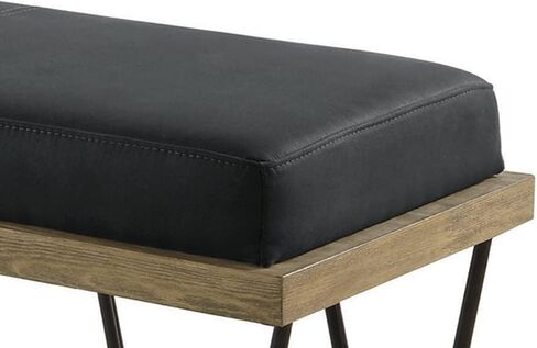 Benjara BM233232 16 x 47.5 x 15.75 in. Leatherette Padded Bench with Hairpin Legs, Gray in Kuwait