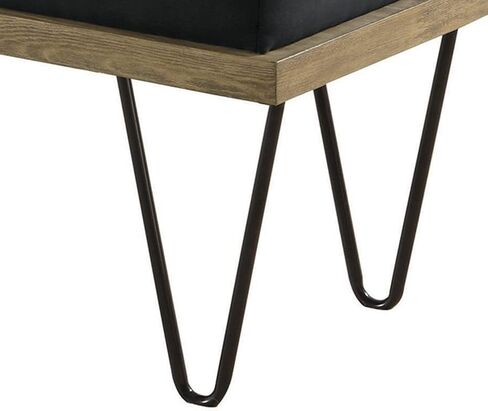 Benjara BM233232 16 x 47.5 x 15.75 in. Leatherette Padded Bench with Hairpin Legs, Gray in Kuwait