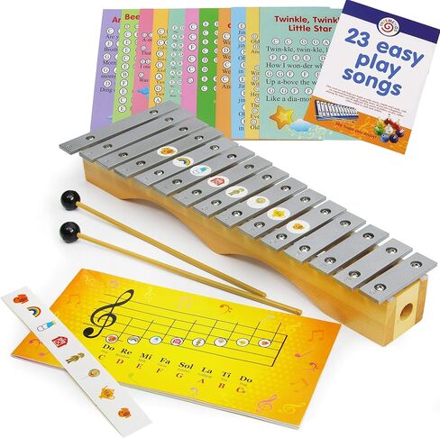 Glockenspiel Xylophone 15 notes - Kids Sheet Music Book - 34 Easy Play Songs for Xylophone in Kuwait