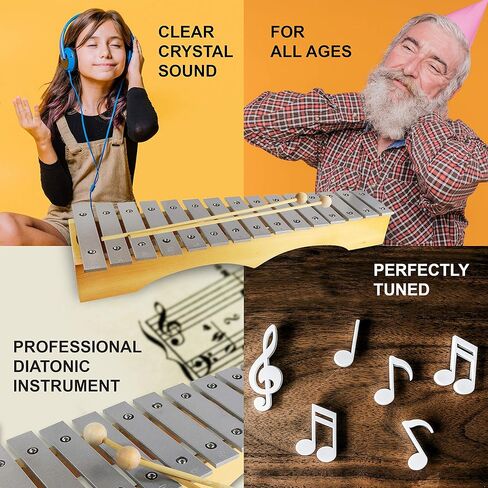 Glockenspiel Xylophone 15 notes - Kids Sheet Music Book - 34 Easy Play Songs for Xylophone in Kuwait