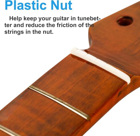 21 Fret ST رقبة جيتار كهربائي من خشب القيقب الكندي، رقبة جيتار كهربائي بني لامع، نصف قطر لوحة الفريتس 14 بوصة، صامولة صناعية in Kuwait