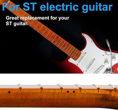 21 Fret ST رقبة جيتار كهربائي من خشب القيقب الكندي، رقبة جيتار كهربائي بني لامع، نصف قطر لوحة الفريتس 14 بوصة، صامولة صناعية in Kuwait