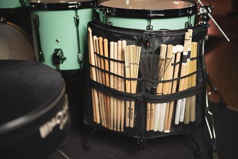 مجموعة حقيبة الطبل الاحترافية من مينل مع عصي هجينة 5A، وقضبان متعددة من الخيزران وفرش نايلون قابلة للسحب، أسود، قياسي (MSBDL) in Kuwait