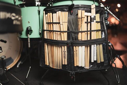 مجموعة حقيبة الطبل الاحترافية من مينل مع عصي هجينة 5A، وقضبان متعددة من الخيزران وفرش نايلون قابلة للسحب، أسود، قياسي (MSBDL) in Kuwait