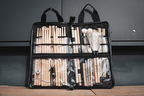 مجموعة حقيبة الطبل الاحترافية من مينل مع عصي هجينة 5A، وقضبان متعددة من الخيزران وفرش نايلون قابلة للسحب، أسود، قياسي (MSBDL) in Kuwait