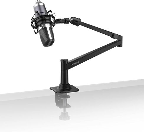سمارتي حامل ميكروفون بذراع لميكروفون شور SM7B/SM58/MV7/بلو يتي/AT2020، حامل ميكروفون شور SM7B، حامل ذراع ميكروفون معدني مع محول 5/8 انش للغناء والمدونات الصوتية والتسجيل in Saudi Arabia