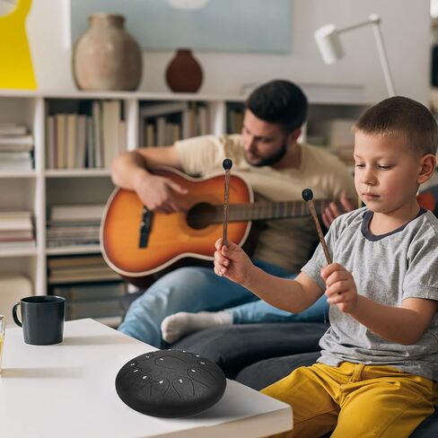 WANGSAN Steel Tongue Drum, 13 Notes 12 Inches C-Key,Handpan Drum Percussion Instrument for Beginner meditation healing Concert Yoga (Black) (Steel Drum-3) in Kuwait