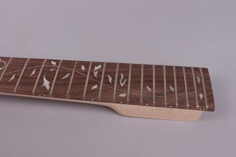 Yinfente Guitar neck 24fret 25.5inch Maple wood Rosewood Fretboard Vine Inlay Unfinished NO Paint DIY Guitar Bolt On Heel in Saudi Arabia