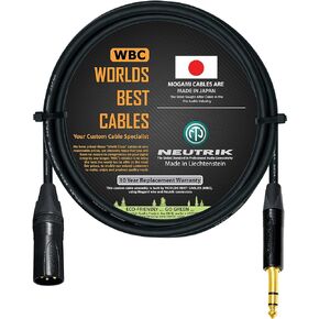 6 Foot - Quad Balanced Patch Cable CUSTOM MADE By WORLDS BEST CABLES – using Mogami 2534 wire and Neutrik NC3MXX-B Male XLR & NP3X-B TRS Stereo Phone Plug. in Saudi Arabia