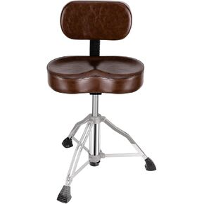 شاشازو كرسي طبل مع مسند ظهر، كرسي طبلة مبطن مع ظهر، كرسي طبل دوار مطور بارتفاع قابل للتعديل ومستقر ومريح للطبول والكيبورد وعازفي الجيتار (بني) in Kuwait