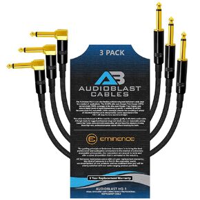 Audioblast - 3 وحدات - 1. 5 قدم - HQ-1 - مرن للغاية - ثنائي الحماية (100%) - كابل تصحيح لدواسة أدوات الجيتار مع إيميننس مستقيم وزاوي ذهبي 1⁄4 بوصة (6. 35 مم) مقابس TS وأحذية مزدوجة in Kuwait