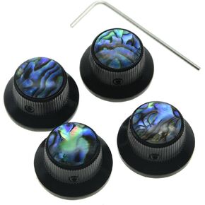 KAISH 4x Abalone Top Gold LP Top Hat Knobs with Set Screw Metal Bell Knobs for Guitar Bass with 6mm Shaft Pots