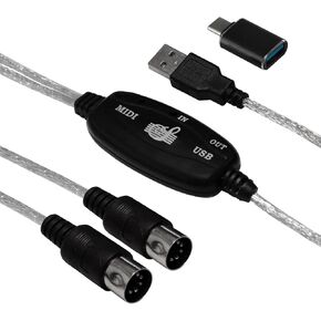 Bealuffe MIDI USB Cable Converter Connecting Keyboard/Synthesizer with Computer/Laptop, MIDI to USB Interface for Editing/Recording Supports Windows in Kuwait