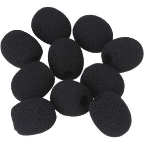 BQLZR 8mm Dia Black Wind Shield Foam Mic Cover for Loudspeaker Lapel Microphone Headset Microphone EY-M05 Pack of 10