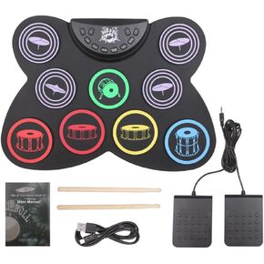 مجموعة الطبول الإلكترونية Snugeasy 9 منصات قابلة للطي لمجموعة الطبول للبالغين والأطفال مع وسادة تدريب جاك سماعة الرأس هدية رائعة لعيد الميلاد وعيد الميلاد للأطفال in Kuwait