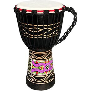 BORIYAM Djembe Drum Professionally Hand Carved, Goatskin Drum Head, From West African Style Tambourine, Bongo, Percussion (Black Clouds)