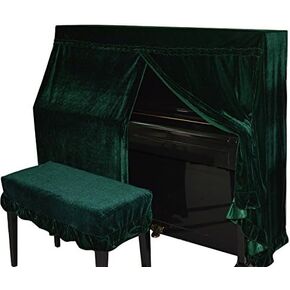 Omonic Full Piano Cover and Chair Bench Cover Cloth Art More Pleuche Decorated with Macrame for Universal Upright Vertical Piano Upright Piano Universal 118-131 be universally (Black) in Kuwait