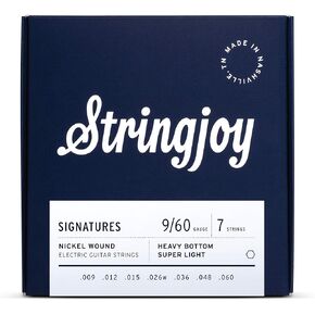Stringjoy BAL97 7 String Signatures Nickel Electric Guitar Strings, (Balanced Super Light Gauge, 9-54)