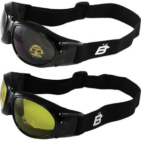 زوجان من نظارات بيردز بالد ايجلز باطار اسود لامع للدراجات النارية وعدسات بلون رمادي داكن وعدسات صفراء in Kuwait