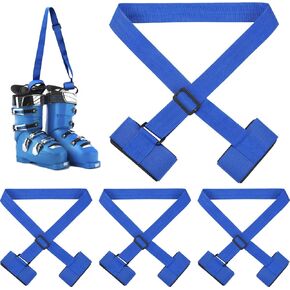 Blulu 4 Pack Ski Straps Ski Carrier Strap Adjustable Shoulder with Cushioned Fastener Tape Strap Loop Strong for Adults Kids