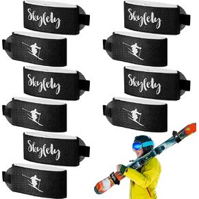 10 Pieces Ski Strap Fasteners Tape Adjustable Ski Wraps Ties for Carrying Ski Gear Winter Christmas (Black, Blue, Red, Gray, White) in Kuwait