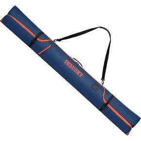 InduSKY Ski Bag, Waterproof Full Padded Ski Bag for Air Travel, 900D Polyester Adjustable Length Ski Bag Fit Skis Up to 200cm, Portable Snow Travel Ski Bag with Removable Padded Shoulder Strap