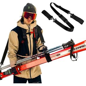 حزام تزلج وحامل عمود، احزمة حمل تزلج مبطنة قابلة للتعديل، اكسسوارات التزلج على المنحدرات للبالغين والمراهقين للتزلج على الجليد والانشطة الخارجية في الشتاء in Kuwait