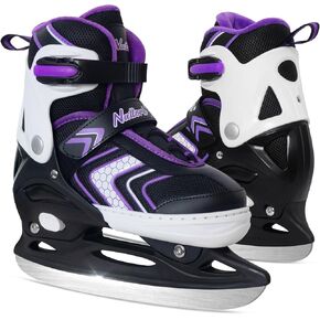 Nattork Kids Ice Skates، زلاجات هوكي الجليد للبنين والبنات، 4 مقاسات قابلة للتعديل معززة لدعم الكاحل زلاجات ثلجية حشوة ناعمة، هدية عيد ميلاد للأطفال in Kuwait