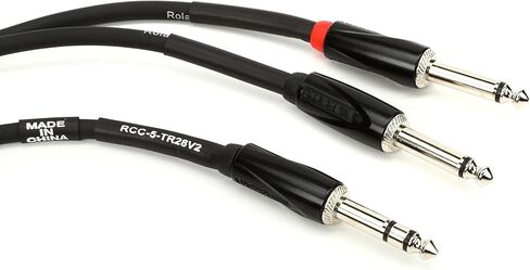 Roland Black Series 1/4-Inch TRS Male to Dual 1/4-Inch TS Male Insert/Splitter Cable - 10 Foot (RCC-10-TR28V2), Copper,Black in Saudi Arabia
