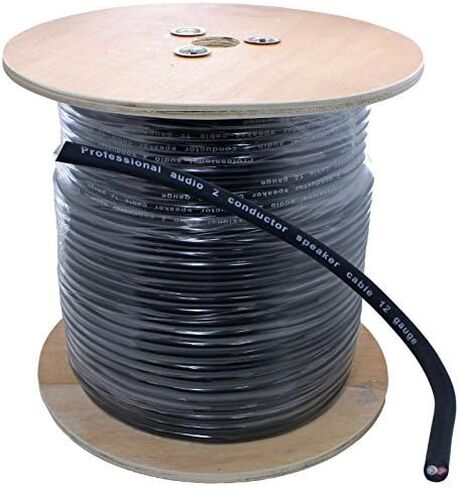 بكرة صوت احترافية بطول 500 قدم PA مقاس 12 Awg 2 سلك مكبر صوت موصل - أسود in Kuwait