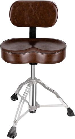 شاشازو كرسي طبل مع مسند ظهر، كرسي طبلة مبطن مع ظهر، كرسي طبل دوار مطور بارتفاع قابل للتعديل ومستقر ومريح للطبول والكيبورد وعازفي الجيتار (بني) in Kuwait