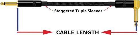 Audioblast - 3 وحدات - 1. 5 قدم - HQ-1 - مرن للغاية - ثنائي الحماية (100%) - كابل تصحيح لدواسة أدوات الجيتار مع إيميننس مستقيم وزاوي ذهبي 1⁄4 بوصة (6. 35 مم) مقابس TS وأحذية مزدوجة in Kuwait