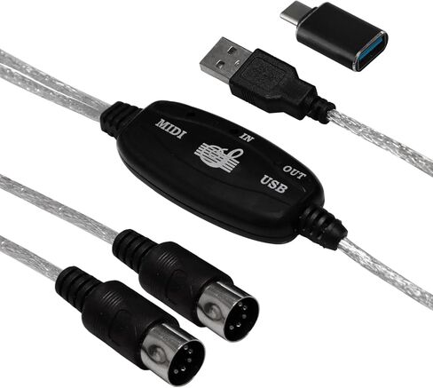 Bealuffe MIDI USB Cable Converter Connecting Keyboard/Synthesizer with Computer/Laptop, MIDI to USB Interface for Editing/Recording Supports Windows in Kuwait