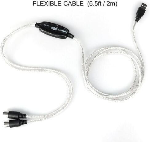 Bealuffe MIDI USB Cable Converter Connecting Keyboard/Synthesizer with Computer/Laptop, MIDI to USB Interface for Editing/Recording Supports Windows in Kuwait