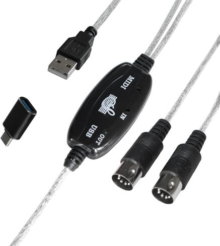 Bealuffe MIDI USB Cable Converter Connecting Keyboard/Synthesizer with Computer/Laptop, MIDI to USB Interface for Editing/Recording Supports Windows in Kuwait