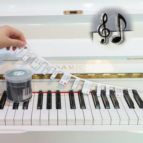 ملصقات ملاحظات من السيليكون للوحة مفاتيح البيانو ذات 88 مفتاحًا قابلة للإزالة من TinyHalo للأطفال المبتدئين، دليل ملاحظات البيانو للمبتدئين لإتقان البيانو بشكل أسرع، لا حاجة إلى ملصقات، قابلة لإعادة الاستخدام، سهلة التركيب تأتي مع بيانو in Kuwait