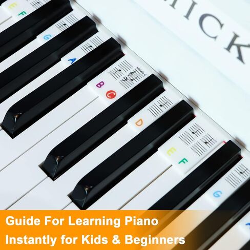 ملصقات ملاحظات من السيليكون للوحة مفاتيح البيانو ذات 88 مفتاحًا قابلة للإزالة من TinyHalo للأطفال المبتدئين، دليل ملاحظات البيانو للمبتدئين لإتقان البيانو بشكل أسرع، لا حاجة إلى ملصقات، قابلة لإعادة الاستخدام، سهلة التركيب تأتي مع بيانو in Kuwait