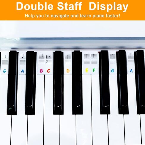 ملصقات ملاحظات من السيليكون للوحة مفاتيح البيانو ذات 88 مفتاحًا قابلة للإزالة من TinyHalo للأطفال المبتدئين، دليل ملاحظات البيانو للمبتدئين لإتقان البيانو بشكل أسرع، لا حاجة إلى ملصقات، قابلة لإعادة الاستخدام، سهلة التركيب تأتي مع بيانو in Kuwait