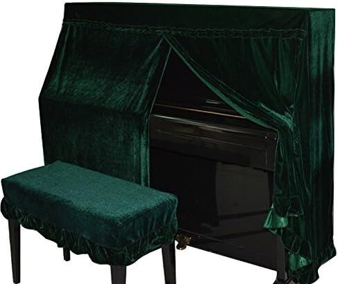 Omonic Full Piano Cover and Chair Bench Cover Cloth Art More Pleuche Decorated with Macrame for Universal Upright Vertical Piano Upright Piano Universal 118-131 be universally (Black) in Kuwait