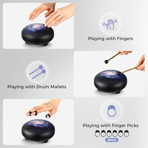 طبلة لسان 8 نوتات (اسود ستاري - 8 فتحات) in Kuwait