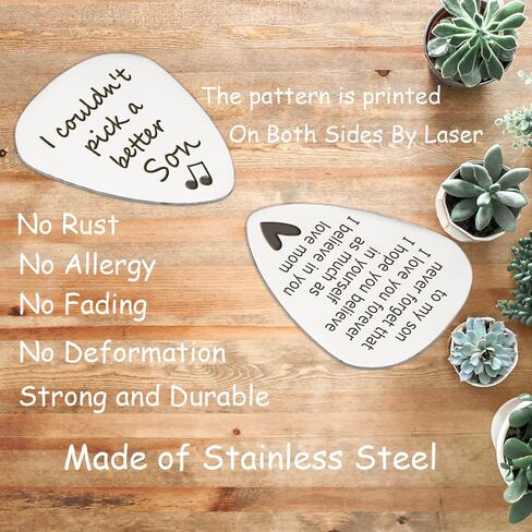 Son Gifts from Mom Dad, I Couldn't Pick a Better Son Guitar Pick Gifts for Guitar Player Son, Stainless Steel Guitar Picks Musician Gift Ideas for Son, Christmas Birthday Graduation Gift for Son in Saudi Arabia