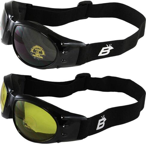 زوجان من نظارات بيردز بالد ايجلز باطار اسود لامع للدراجات النارية وعدسات بلون رمادي داكن وعدسات صفراء in Kuwait