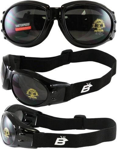 زوجان من نظارات بيردز بالد ايجلز باطار اسود لامع للدراجات النارية وعدسات بلون رمادي داكن وعدسات صفراء in Kuwait