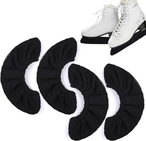 TOBWOLF 4PCS Ice Skate Blade Covers, Black Terry Cloth Ice Skate Blade Covers Skate Soakers, Absorbent Skate Blade Protector for Hockey Skates, Figure Skates and Ice Skates in Saudi Arabia