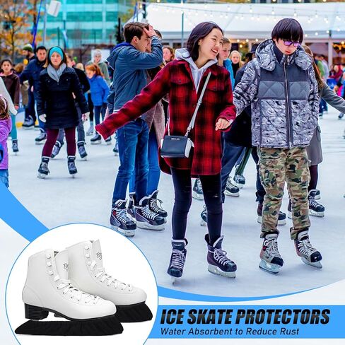 TOBWOLF 4PCS Ice Skate Blade Covers, Black Terry Cloth Ice Skate Blade Covers Skate Soakers, Absorbent Skate Blade Protector for Hockey Skates, Figure Skates and Ice Skates in Saudi Arabia