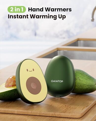 Gaiatop Rechargeable Hand Warmers 2 Pack, Magnetic, Avocado | Cute Gifts, 3 Heat Levels, Electric Pocket Heater, Reusable Design, Stocking Stuffers for Women, Men, Outdoor, Camping, Golf in Kuwait