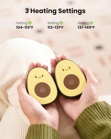 Gaiatop Rechargeable Hand Warmers 2 Pack, Magnetic, Avocado | Cute Gifts, 3 Heat Levels, Electric Pocket Heater, Reusable Design, Stocking Stuffers for Women, Men, Outdoor, Camping, Golf in Kuwait