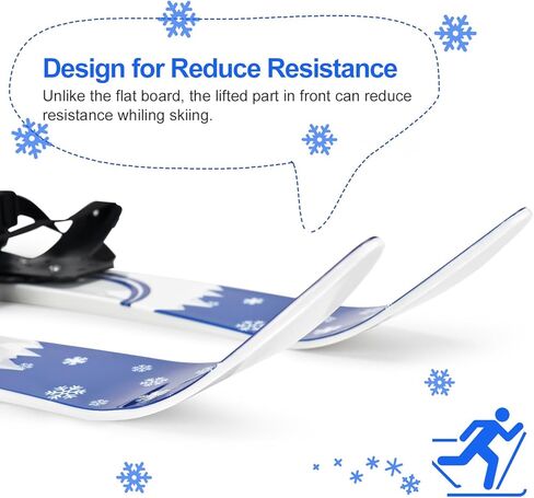 زلاجات وأعمدة الثلج للمبتدئين من أودولاند مع أربطة، وألواح تزلج منخفضة المقاومة لعمر 4 سنوات فما دون، ومعدات تزلج خفيفة الوزن وقوية وآمنة للأطفال in Kuwait