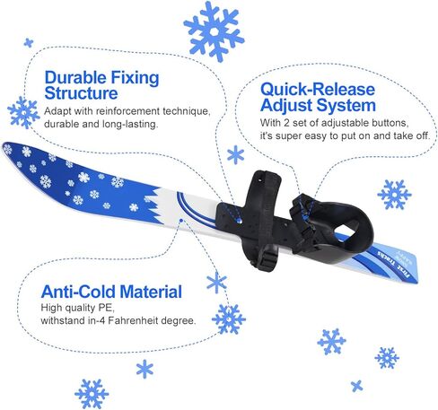 زلاجات وأعمدة الثلج للمبتدئين من أودولاند مع أربطة، وألواح تزلج منخفضة المقاومة لعمر 4 سنوات فما دون، ومعدات تزلج خفيفة الوزن وقوية وآمنة للأطفال in Kuwait