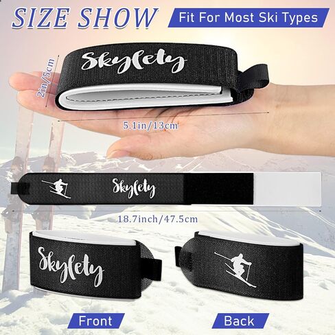 10 Pieces Ski Strap Fasteners Tape Adjustable Ski Wraps Ties for Carrying Ski Gear Winter Christmas (Black, Blue, Red, Gray, White) in Kuwait